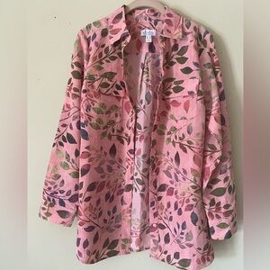 Denim & Co. Leaf Motif Blouse S